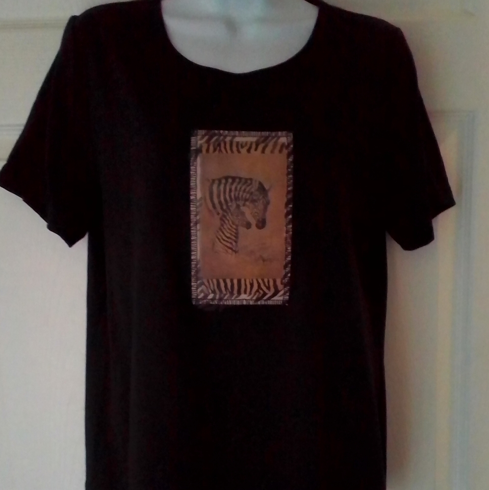 p.g.b  Black Safari Print Tee Size Small